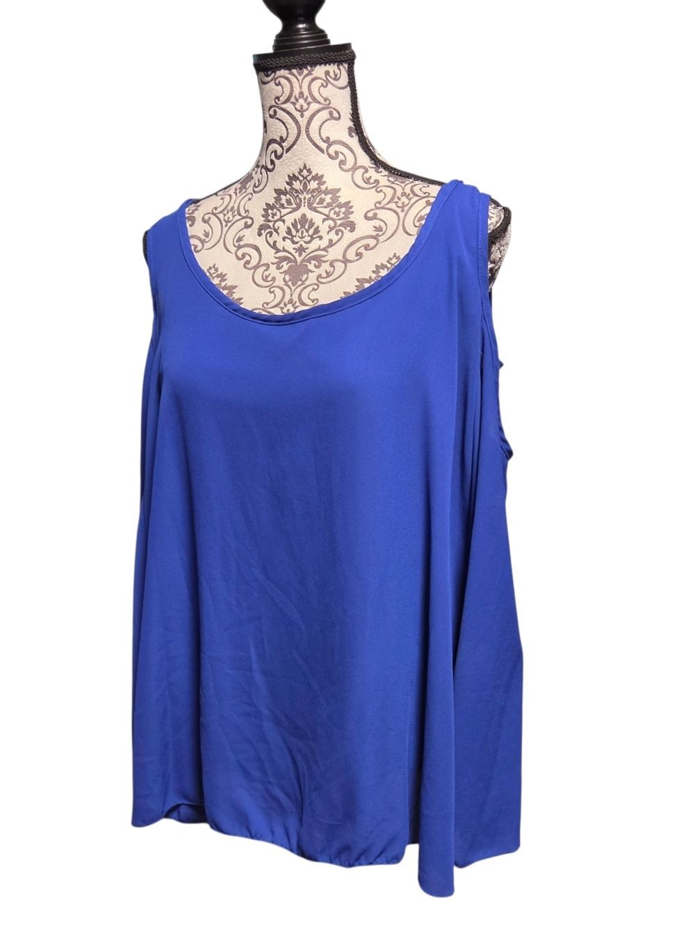 Cha Cha Vente Royal Blue Layered Sleeveless Scoop Neck Top XL